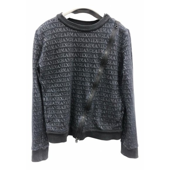 Armani Exchange Navy/Black Silver Assymetrical zipper jacket M - Picture 2 of 6